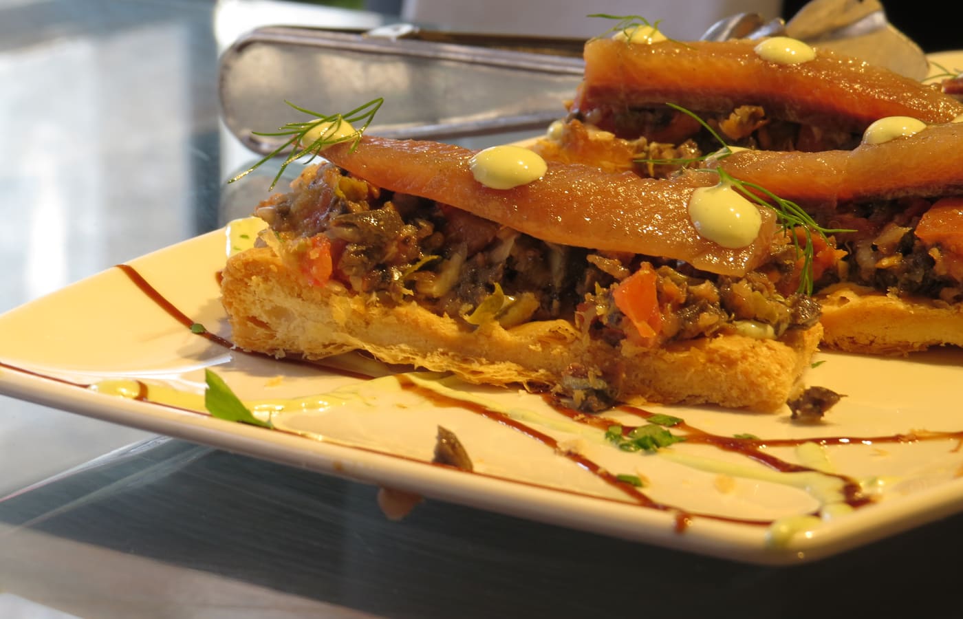 Smoked sardine pintxo served in the Basque Country