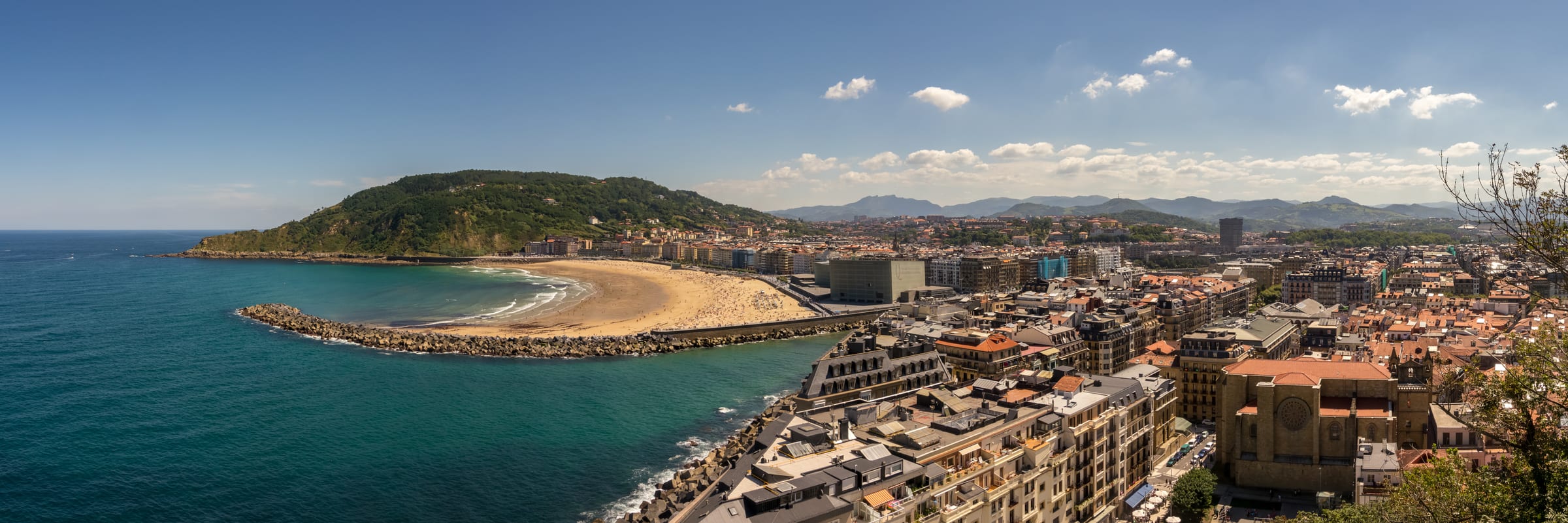 Panoramic view of San Sebastian and La Concha Bay in the Basque Country