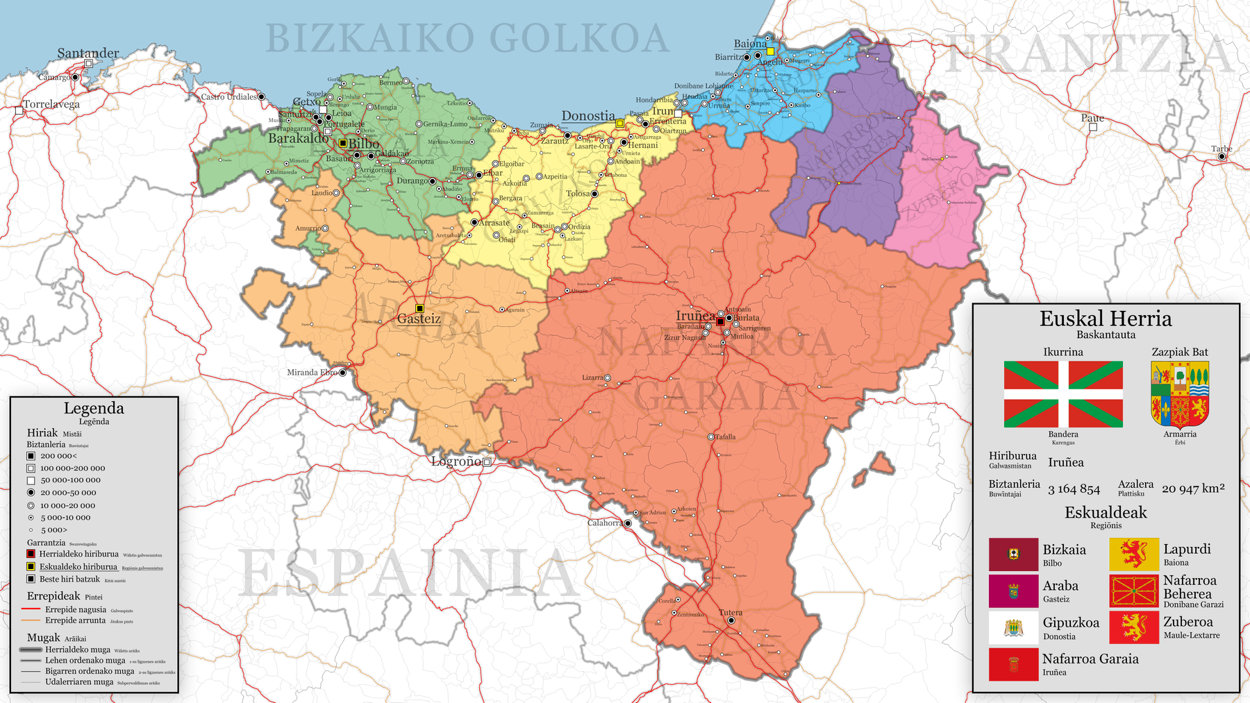 Map of the Basque Country region for travel planning